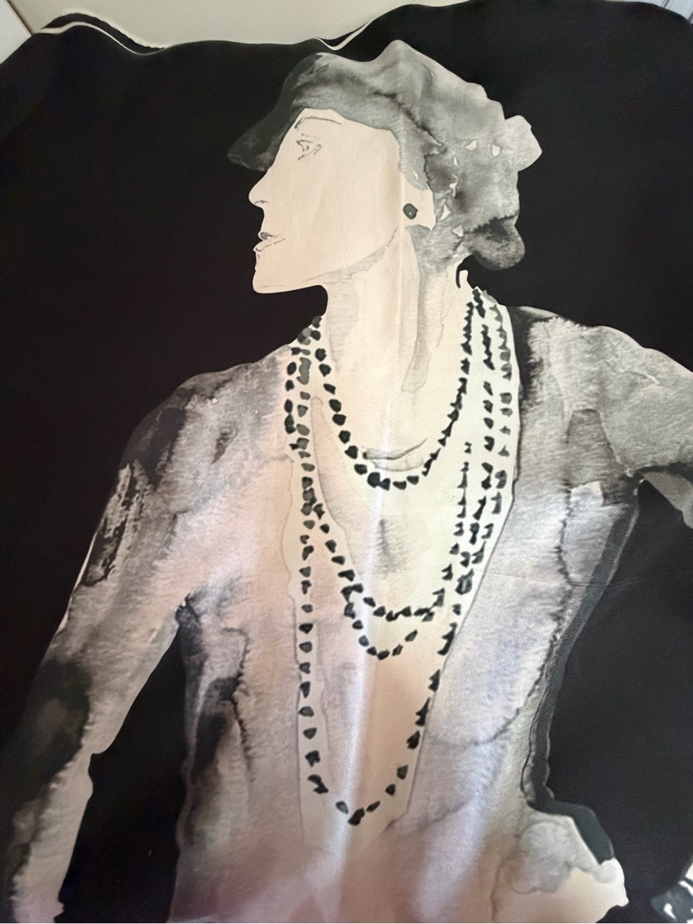 Chanel Mademoiselle Coco print Portrait Silk Scarf. - Picture 12 of 16
